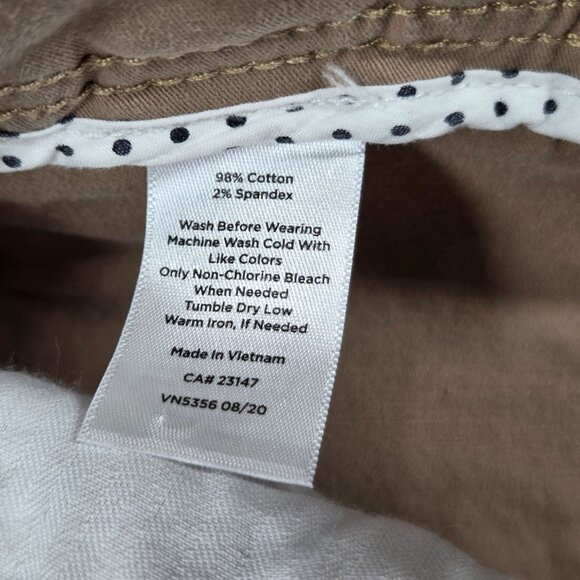 Talbots Pants 12 Tan Slim Stretch Cargo Pockets Ankle Length Trousers Preppy - Picture 4 of 7